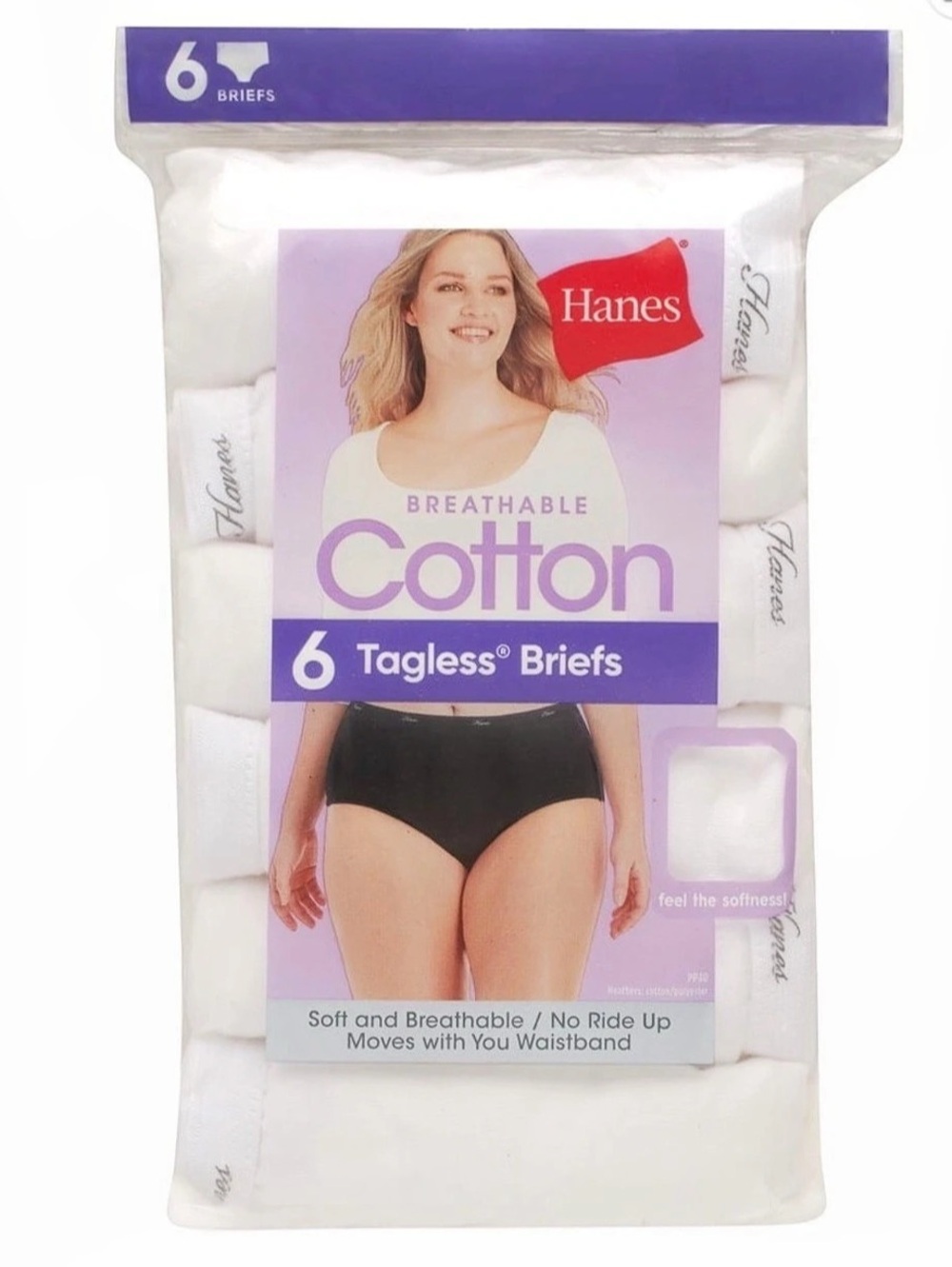 🆕 Hanes 6pk Cotton Tagless Briefs in White Size 10 NWT